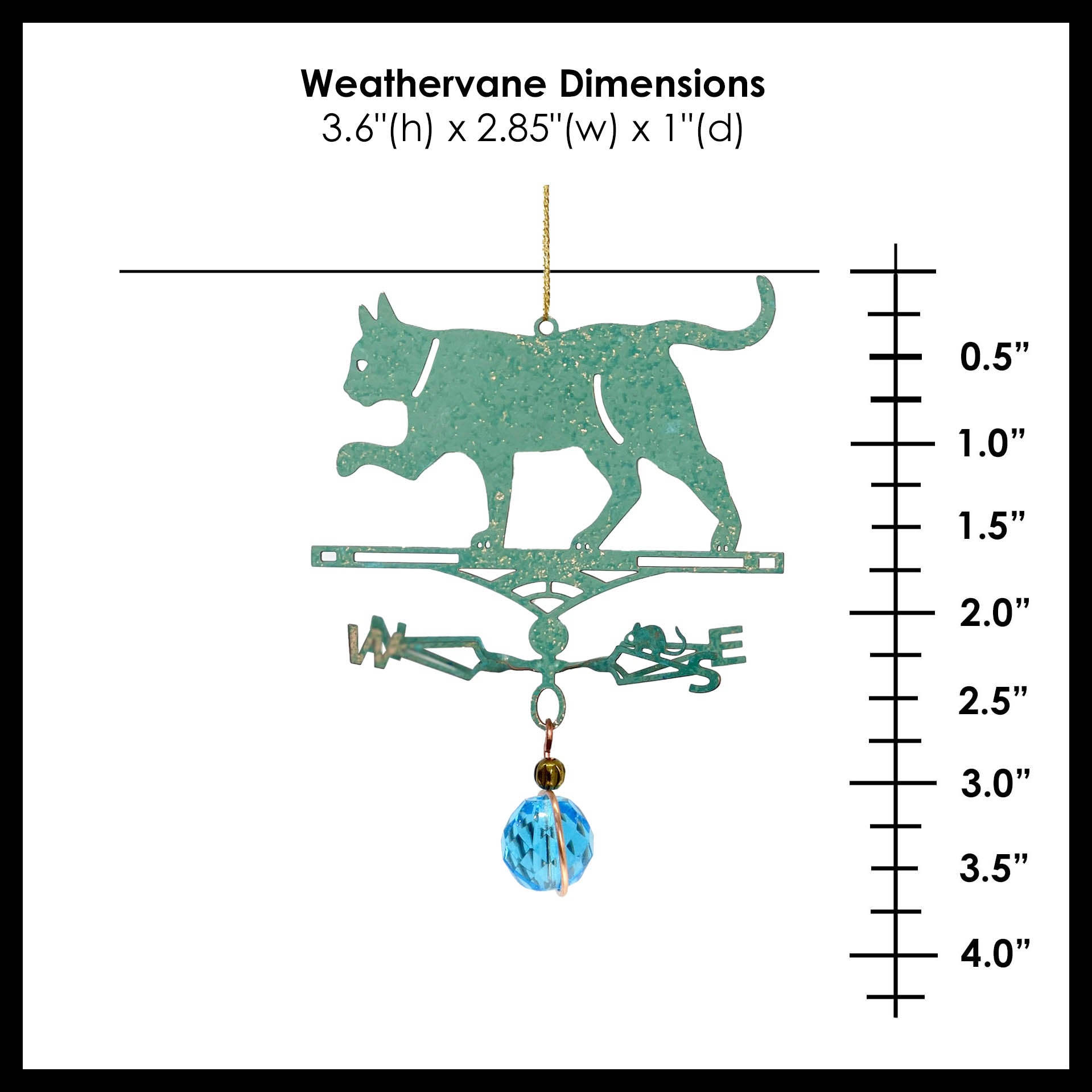 Cat Theme Gift - Miniature Copper Weathervane Ornament - Wild Bunch Studio