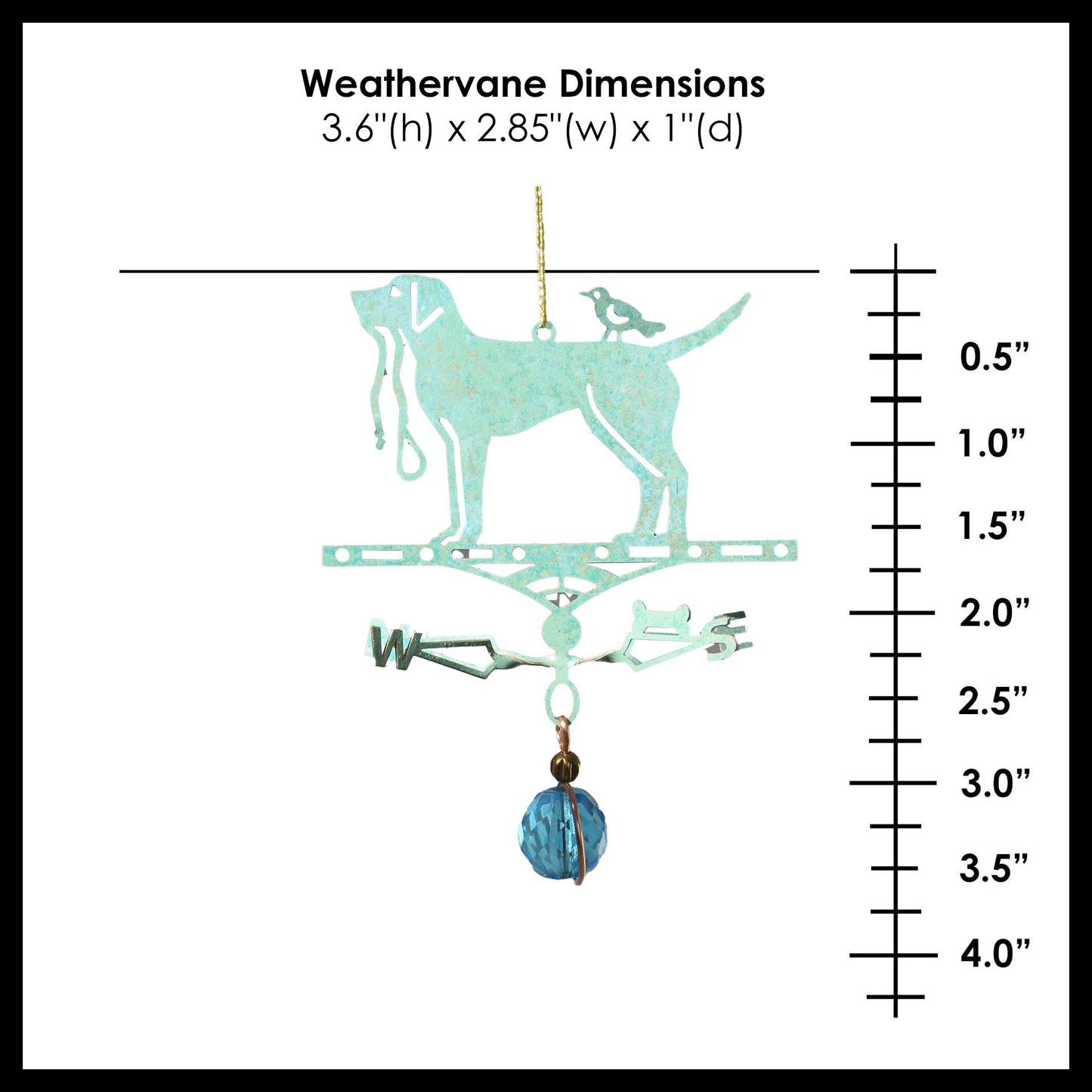 Dog Theme Gift - Miniature Copper Weathervane Ornament - Wild Bunch Studio