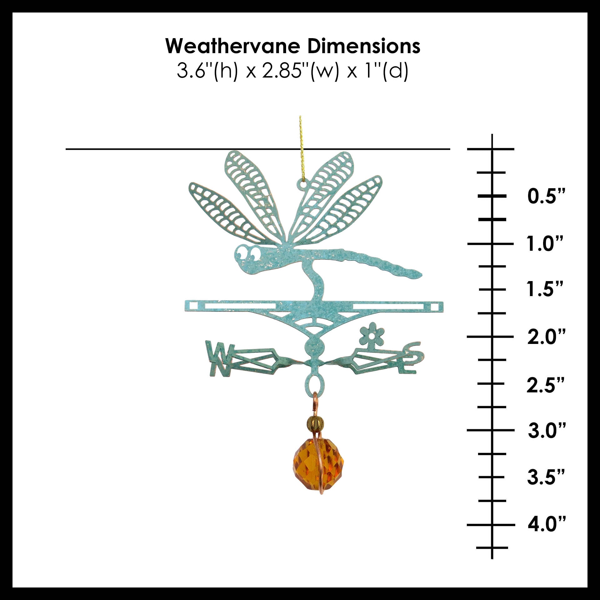 Dragonfly Theme Gift - Miniature Copper Weathervane Ornament - Wild Bunch Studio