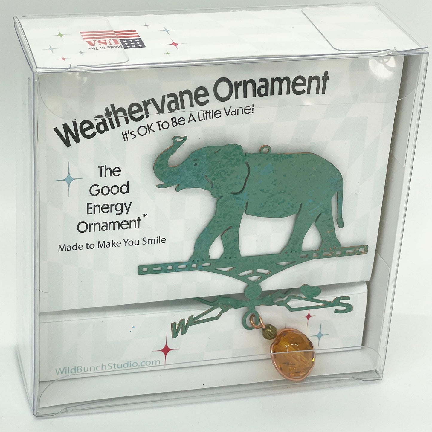 Elephant Theme - Miniature Copper Weathervane Ornament - Wild Bunch Studio