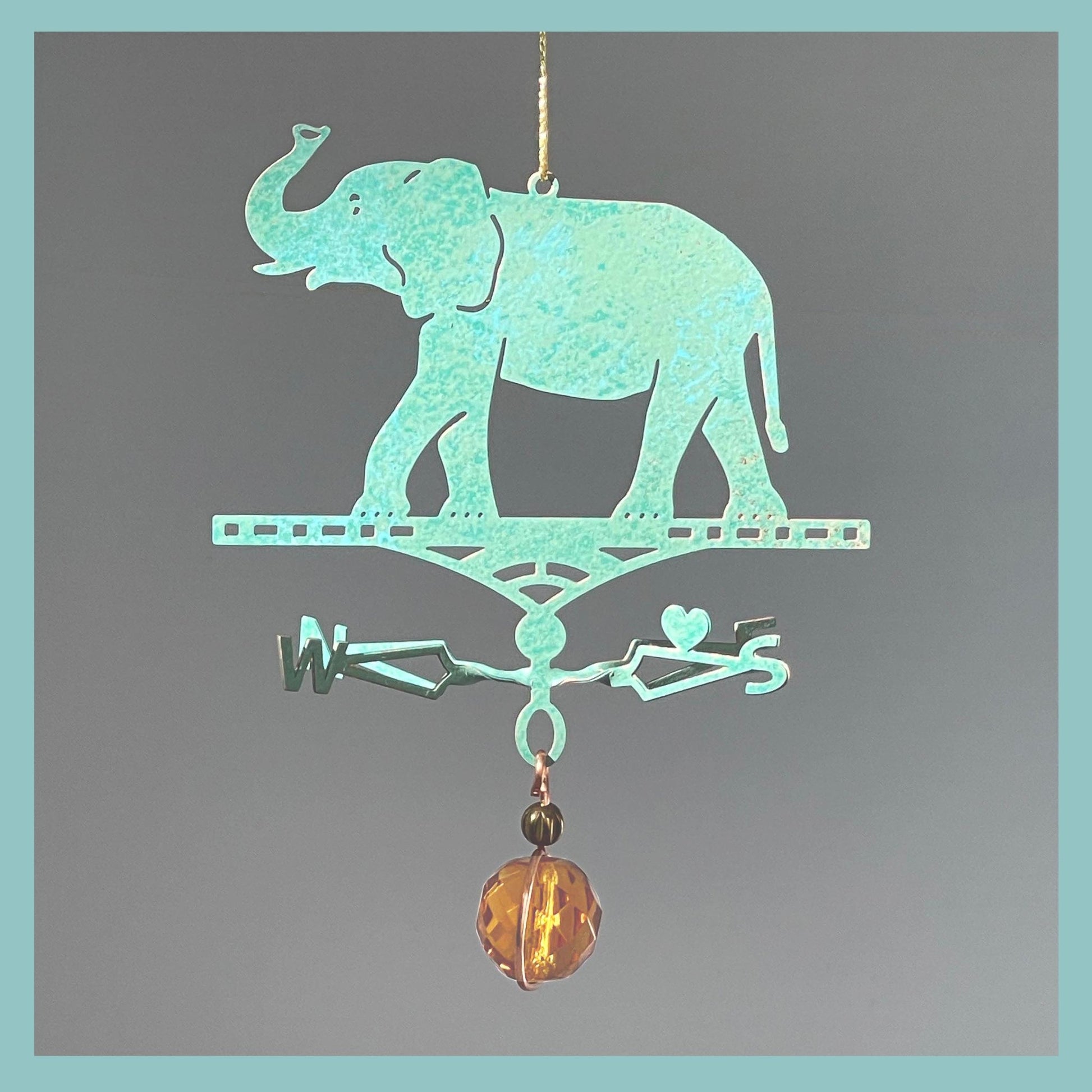 Elephant Theme - Miniature Copper Weathervane Ornament - Wild Bunch Studio