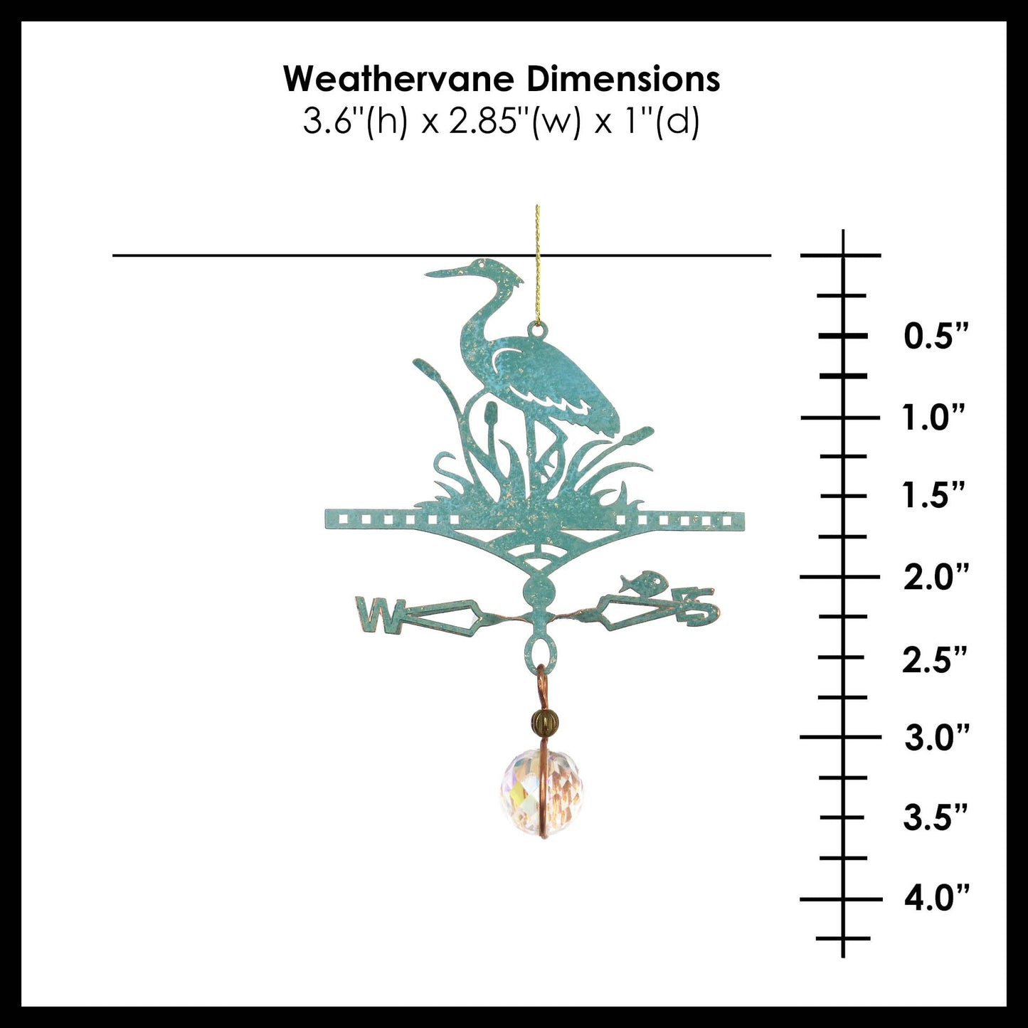 Heron Wildbird Theme Gift - Miniature Copper Weathervane Ornament - Wild Bunch Studio