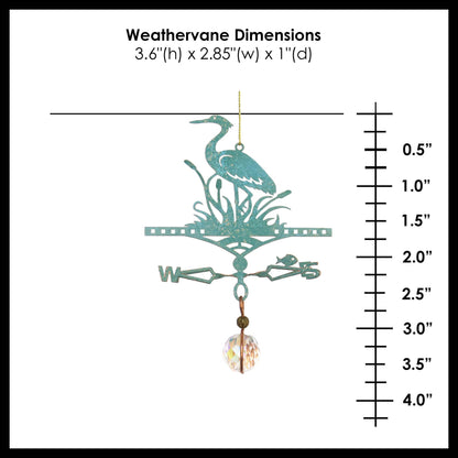 Heron Wildbird Theme Gift - Miniature Copper Weathervane Ornament - Wild Bunch Studio