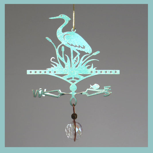 Heron Wildbird Theme - Miniature Copper Weathervane Ornament - Wild Bunch Studio