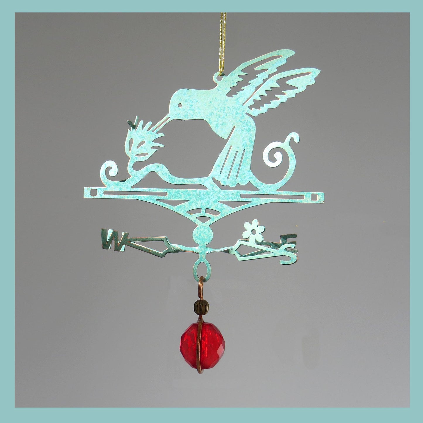 Hummingbird Theme Ornament - Copper Weathervane