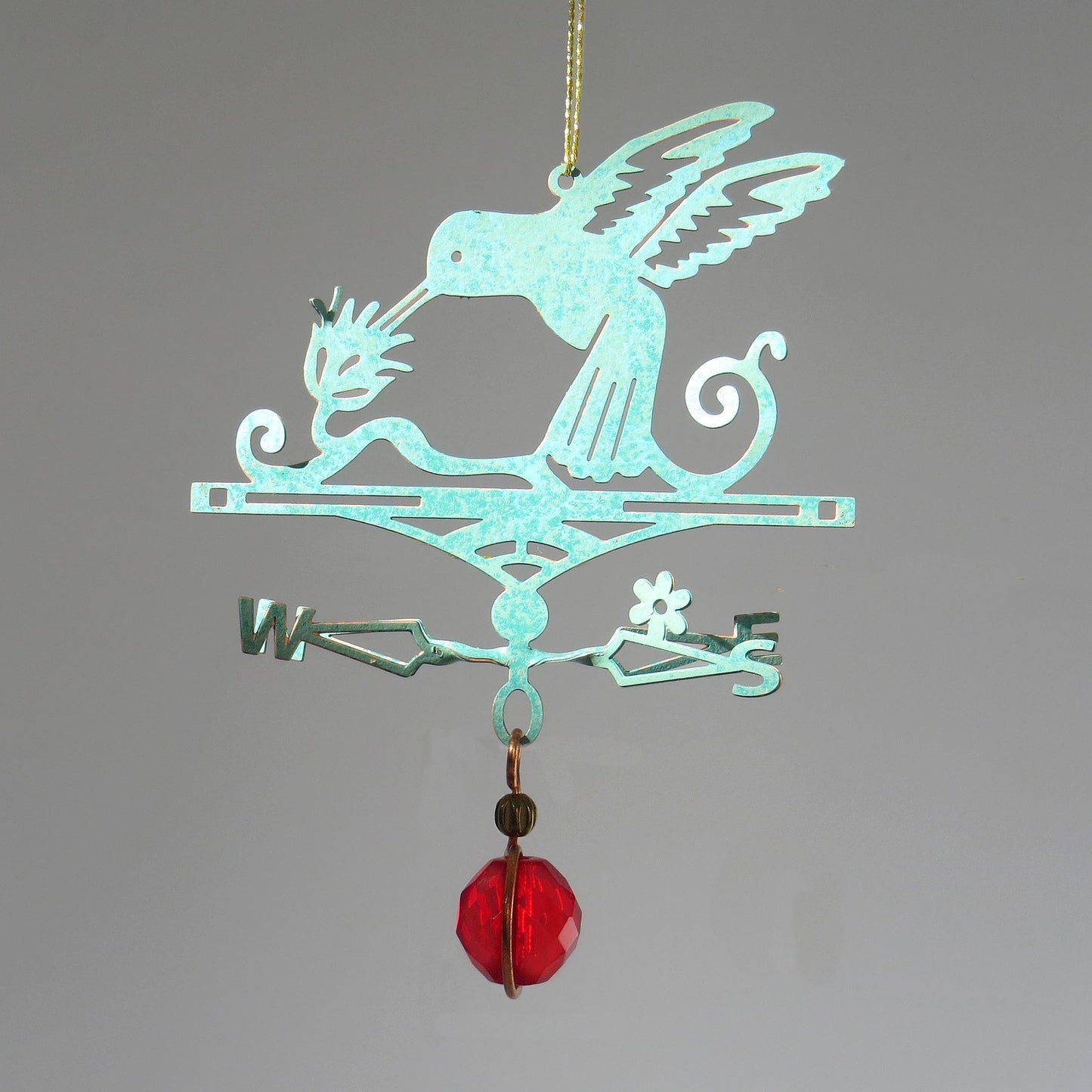 Hummingbird Theme Ornament - Copper Weathervane