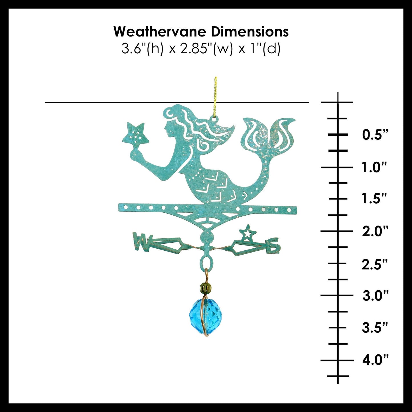 Mermaid Theme Gift - Miniature Copper Weathervane - Wild Bunch Studio